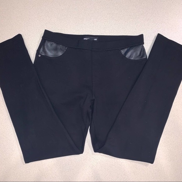 Dkny Pants - DKNY Black Leggings with Faux Leather Accents